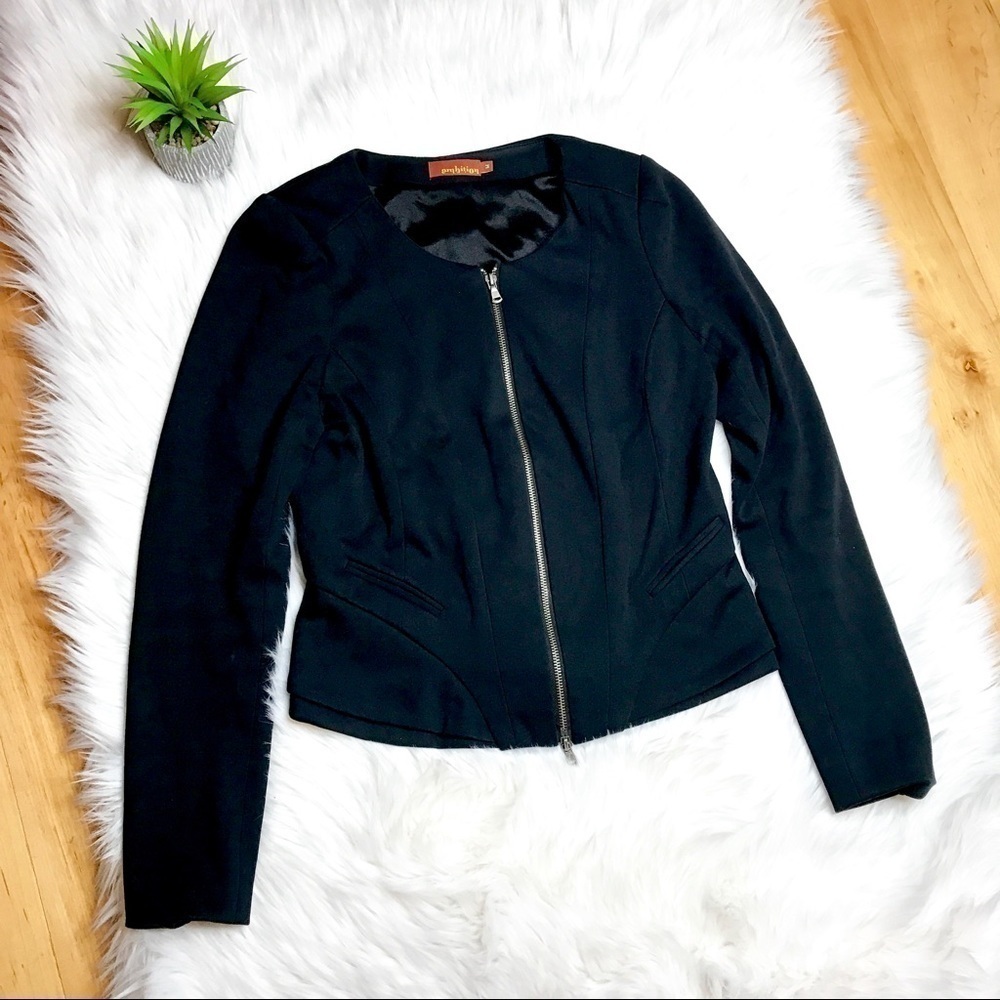 AMBITION Black Structured Zipper Jacket - Picture 2 of 7